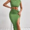 SHEIN Privé Twist Cut Out Split Thigh Bodycon Dress -Curated Swimwear 1653294730190955e77e03b1d92a8a71b14a9cd6f7 thumbnail 405x552
