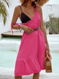 Tie Shoulder Ruffle Hem Cover Up Dress Without Belt -Curated Swimwear 1653392804d02a05df8dd4cd8629832caca4950004 thumbnail 405x552