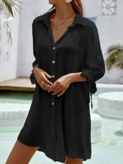 Tie Cuff Button Front Kimono -Curated Swimwear 165396460460843526f2a1e2219cc4f18f847af7c2 thumbnail 405x552