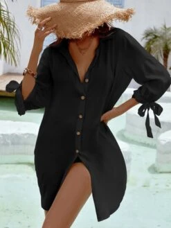 Tie Cuff Button Front Kimono -Curated Swimwear 16539646092d0c530eab79157be058ea118373e139 thumbnail 405x552
