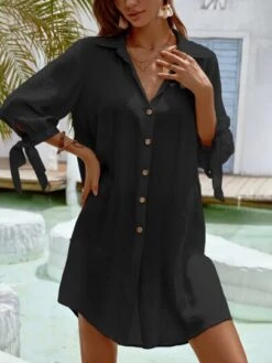 Tie Cuff Button Front Kimono -Curated Swimwear 16539646112ef6b971cb87205f367efca2826d63ae thumbnail 405x552