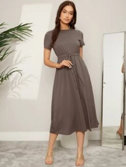 SHEIN Mulvari Elastic Waist Knot Front Dress -Curated Swimwear 1654566879f34b2e919ab4d91bbe55fbbd2a82152a thumbnail 405x552