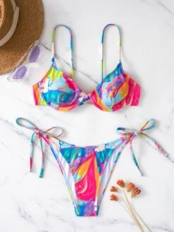 Colorful Bikini Set Underwire Bra & Thong Bottom 2 Piece Bathing Suit -Curated Swimwear 16548573033f394e0ea461a04202968ea4b15d8138 thumbnail 405x552