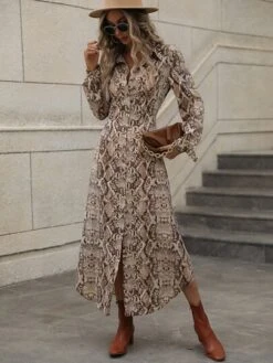 SHEIN VCAY Snakeskin Print Button Front Shirt Dress -Curated Swimwear 1655695589fa1cb8eb23c6d0be3faa9415dc736730 thumbnail 405x552