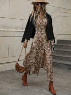 SHEIN VCAY Snakeskin Print Button Front Shirt Dress -Curated Swimwear 1655695594022e6c8f695cc95b512044877979f8e1 thumbnail 405x552