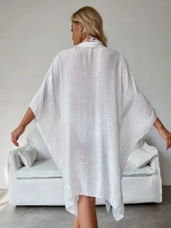Batwing Sleeve Button Front Kimono