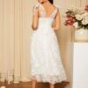 SHEIN Belle Floral Embroidery Tie Shoulder Bustier Schiffy Wedding Dress