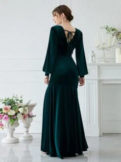 Giffniseti Surplice Neck Split Thigh Belted Dress