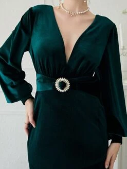 Giffniseti Surplice Neck Split Thigh Belted Dress -Curated Swimwear 16590639376a598bc0fdcecc5325b8d7d373a4ab5b thumbnail 405x552