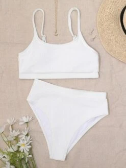 Textured High Waisted Bikini Swimsuit -Curated Swimwear 1659493623b6a4da3960a5c887e9f49bc3da617a26 thumbnail 405x552
