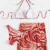 Marble Print Bikini Set Halter Triangle Bra & Bikini Bottom & Drawstring Cover Up Skirt 3 Piece Bathing Suit -Curated Swimwear 1660698871ad70f2653ec792af2fe203bd0387a2c9 thumbnail 405x552