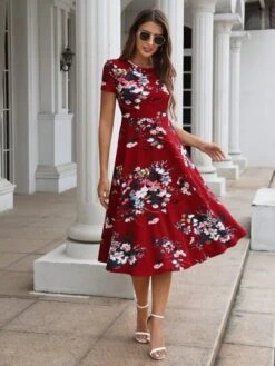 SHEIN Clasi Floral Print Flared Hem Dress Without Belt -Curated Swimwear 16631218049b657a9425fdc138098e3717d6746005 thumbnail 405x552