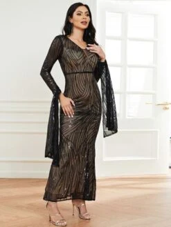 Missord Draped Contrast Sequins Prom Dress -Curated Swimwear 16652141940d36ad99aff0461e794be0f20688caa6 thumbnail 405x552