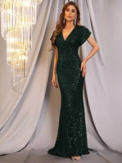 Batwing Sleeve Plunging Neck Sequin Prom Dress -Curated Swimwear 166562730271c8d69b01f1a5614e5d39a4e28ee977 thumbnail 405x552