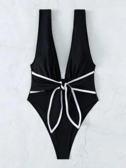Knot Front Plunging One Piece Swimsuit -Curated Swimwear 16662427300283792e07420c30dee3b6baefc856d7 thumbnail 405x552