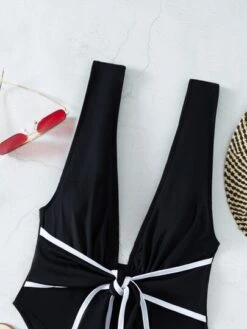 Knot Front Plunging One Piece Swimsuit -Curated Swimwear 1666242735d310bd5afd12c36c1dd9af54c02f26c2 thumbnail 405x552