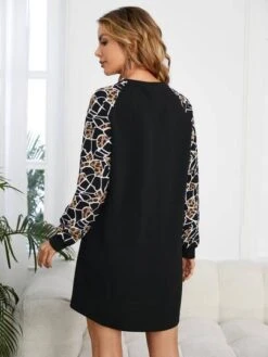 EMERY ROSE Leopard Print Raglan Sleeve Dress