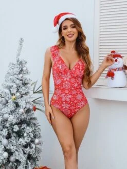 Christmas Print Ruffle Trim One Piece Swimsuit -Curated Swimwear 1666752119ccd1fe400a6cf80c1a57f5c9de5c1253 thumbnail 405x552