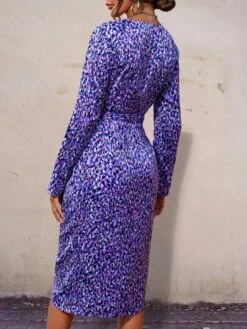 SHEIN VCAY Allover Print Knot Side Wrap Dress