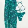 Tie Dye Bikini Set Halter Triangle Bra & Bikini Bottom & Cover Up Skirt 3 Piece Bathing Suit -Curated Swimwear 1667040037c137a302703419f96224b0f0c4eef6de thumbnail 405x552