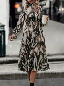 SHEIN Clasi Allover Print Flounce Sleeve Shirred Waist Dress -Curated Swimwear 1667201395e0b3a6dc1a357bea01f68c7d31420c50 thumbnail 405x552