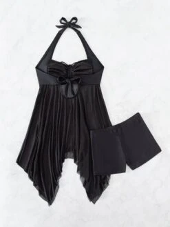 Ruched Asymmetrical Hem Halter Bikini Swimsuit -Curated Swimwear 1667391204aee2332803c262fce61f614c543bed04 thumbnail 405x552