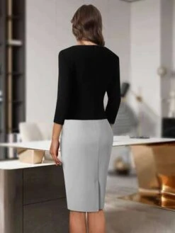 Colorblock Split Hem Bodycon Dress