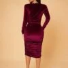SHEIN SXY Deep V Neck Ruched Velvet Bodycon Dress -Curated Swimwear 16682193561a79d97476728bbadff11109d7662132 thumbnail 405x552