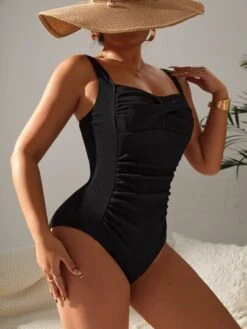 Solid Ruched One Piece Swimsuit -Curated Swimwear 16688406841cc65a9f02ddab6b0d9debbfc4f0f8ee thumbnail 405x552