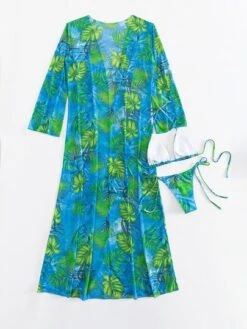 Tropical Print Triangle Bikini Swimsuit With Kimono -Curated Swimwear 166927866046b92dfb50abd806a7a50de216d3d09e thumbnail 405x552