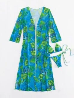 Tropical Print Triangle Bikini Swimsuit With Kimono -Curated Swimwear 16692786634b6c271bd4af5fa0ab7abc81e4adfb50 thumbnail 405x552