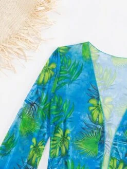Tropical Print Triangle Bikini Swimsuit With Kimono -Curated Swimwear 166927866551b258843c49991c7f5bd851a971a1c4 thumbnail 405x552
