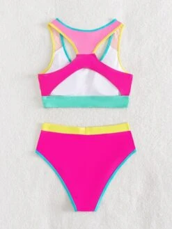 Colorblock Bikini Set Contrast Binding Tank Bra & Bikini Bottom 2 Piece Bathing Suit -Curated Swimwear 166961434597616bed15474c1cb8f6ecf133bccfd9 thumbnail 405x552