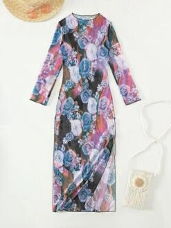 Floral Print Split Thigh Cover Up -Curated Swimwear 1669700497bd7f316861737e2509e0cf156d6c9581 thumbnail 405x552