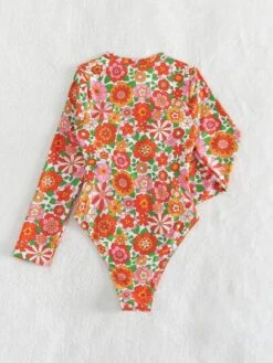 Floral Print Zip Front One Piece Swimsuit -Curated Swimwear 16702921457bb41aae3af5907d6be1bd3f3992a072 thumbnail 405x552