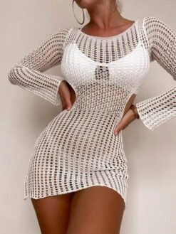 Hollow Out Knitted Cover Up -Curated Swimwear 1670550066772e2437fa2324b31557b60c586ecaa9 thumbnail 405x552
