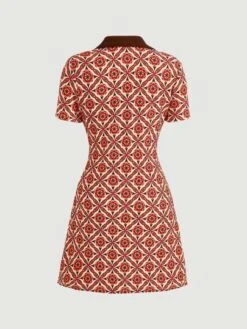 SHEIN MOD Floral Print Lapel Neck Shirt Dress