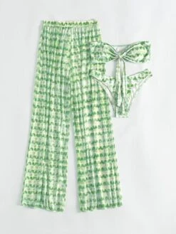 Tie Dye Bikini Set Knot Front Bandeau Bra Top & High Cut Bikini Bottom & Cover Up Pants 3 Piece Swimsuit -Curated Swimwear 16712681182475f28ce895c38cea48a4bb85bb35c6 thumbnail 405x552