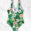Random Tropical Print Knot Side One Piece Swimsuit -Curated Swimwear 167159203839a26045f00ccdaf0d5bc7b6a2884d8b thumbnail 405x552