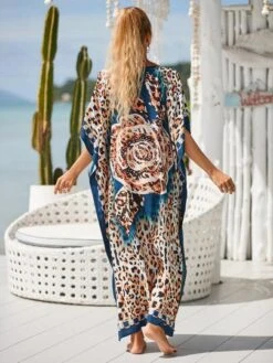 Floral And Leopard Print Split Thigh Cover Up