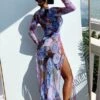 Floral Print Split Thigh Cover Up -Curated Swimwear 16727132800c0d4b3f8bf0a7658ef863ad0c020108 thumbnail 405x552