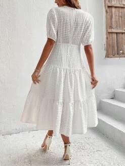 SHEIN VCAY Puff Sleeve Layered Hem Dress -Curated Swimwear 1672746433af15f7f9ea9eaa13d484f26909d50073 thumbnail 405x552