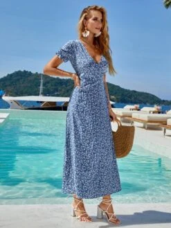 SHEIN VCAY Ditsy Floral Tie Side Wrap Dress -Curated Swimwear 16734881698e6200637c3ca68ea501fd7e99be805d thumbnail 405x552