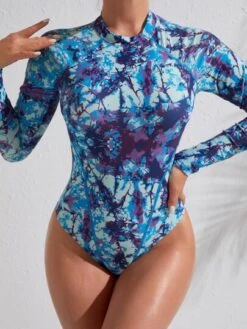 Tie Dye Print High Neck One Piece Swimsuit -Curated Swimwear 16734931308f81a982a2949b37831d6e6d76d42b2b thumbnail 405x552