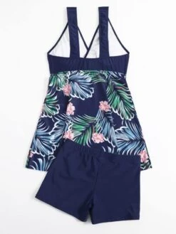 Random Tropical Print Tankini Set Knot Strap Longline Tank Top & Boxer Shorts 2 Piece Swimsuit -Curated Swimwear 1673659956b4ea685c60e506772a1cb86dba779e28 thumbnail 405x552