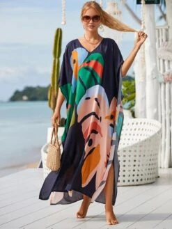 Leaf Print Cover Up -Curated Swimwear 1674885527a6ec51c6ca54cf2f37ad8401d7951714 thumbnail 405x552