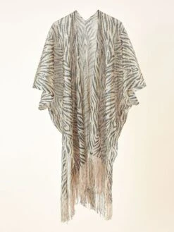 Zebra Striped Fringe Hem Kimono -Curated Swimwear 1675145214e14a91b8d0dd7e60575ff06c192d46d7 thumbnail 405x552