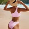 Textured One Shoulder Bikini Swimsuit
