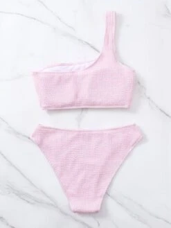 Textured One Shoulder Bikini Swimsuit -Curated Swimwear 1675392192ae41f263e25baa93b74bcbd523067f43 thumbnail 405x552