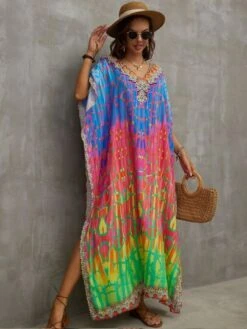 Ombre Geo Print Batwing Sleeve Cover Up Dress -Curated Swimwear 1675919912d1aa8c206e96949de1160d82469663db thumbnail 405x552